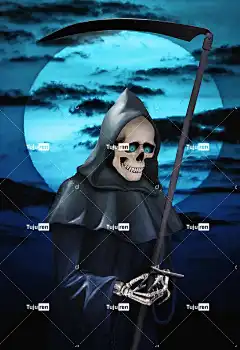 幻想 死神 骨骼 死亡 镰 夜晚 月亮 云 恐怖