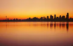 日落水边城市海报背景高清素材 城市 日落 水边 海报 背景 平面广告 设计图片 免费下载