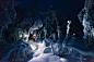 Little skiers in winter wonderland