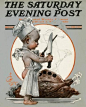 Thanksgiving Cherub Sharpening Knife by J. C. Leyendecker, November 13, 1909, Saturday Evening Post.