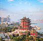 早晨,南昌市,自然美,滕王阁,水,天空,水平画幅,建筑,无人,建筑外部