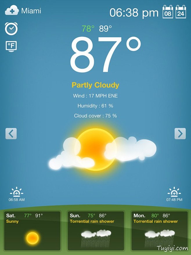 iPad的免费天气应用APP界面设计
