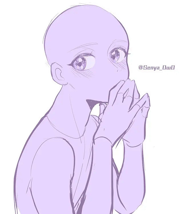 板绘素材咔嚓甜甜の四连拍pose线稿模板哔哩哔哩