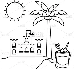 沙雕,白色背景,玩具,建筑业,海岸线,童年,节日,剪影,休闲,绘制