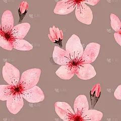 无缝图案手绘水彩樱花，花朵精致。日本的樱花。设计婚礼请柬，面料，包装，纺织品，封面，明信片，纸，贺卡