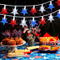 Amazon.com: 4th of July Red White and Blue Star Lights, 50 LED 18.5FT Star Lights String Plug in for Memorial Day Independence Day Decorations Outdoor, White Wire (18.5 FT, 50 Bulbs) : Home & Kitchen
