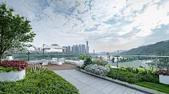 深圳太子湾商务广场 现代 鸟瞰 蛇口自贸区 太子湾总部商务广场 屋顶花园 木平台 廊架 户外家具 地面铺装 植物种植 景观设计（SED新西林 ...