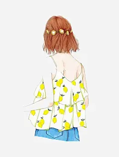 手绘女孩高清素材 卡通 女孩 手绘 柠檬 森系 背影 装饰 免抠png 设计图片 免费下载