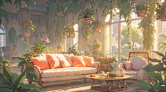 AI唯美室内场景素材 日系动漫室内场景背景插画图片 游戏美术资源