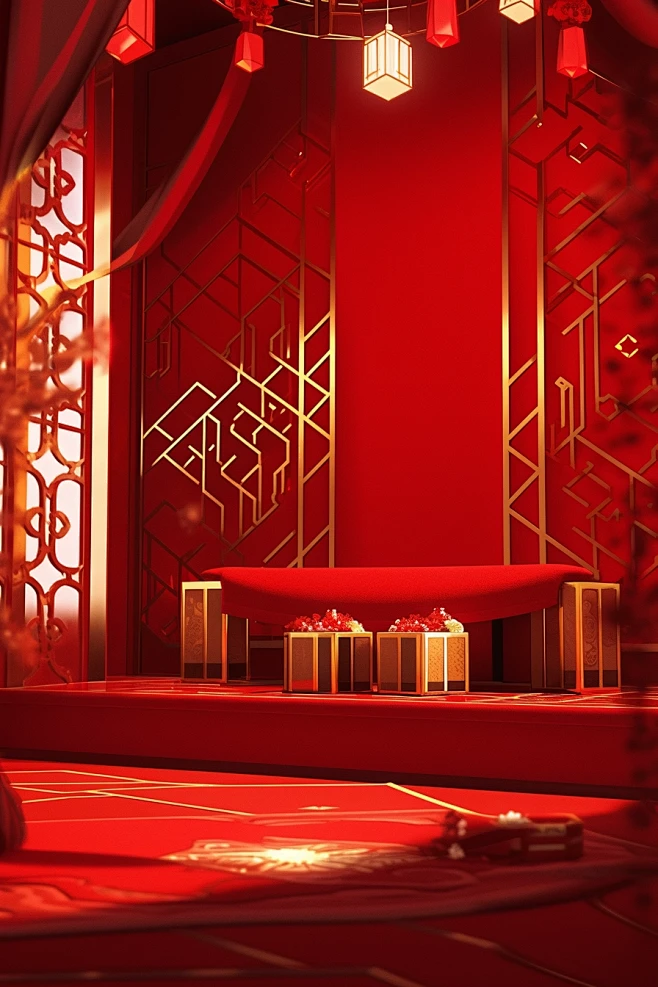 A red room with a go...