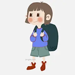 开学背着书包上学的小女孩插画PNG图片大小2000x2000px 图片尺寸293 KB 来自PNG搜索网 pngss.com 免费免扣png素材下载！背着书包#插画#乖巧#卡通#卡通手绘#开学#免抠#努力#去读书#上学#矢量#手绘#小女孩#