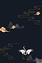 日本和风图案古典花纹日式白鹤樱花锦鲤包装海报背景PSD设计素材-淘宝网