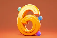 数字6搞怪电商促销数字模型图片