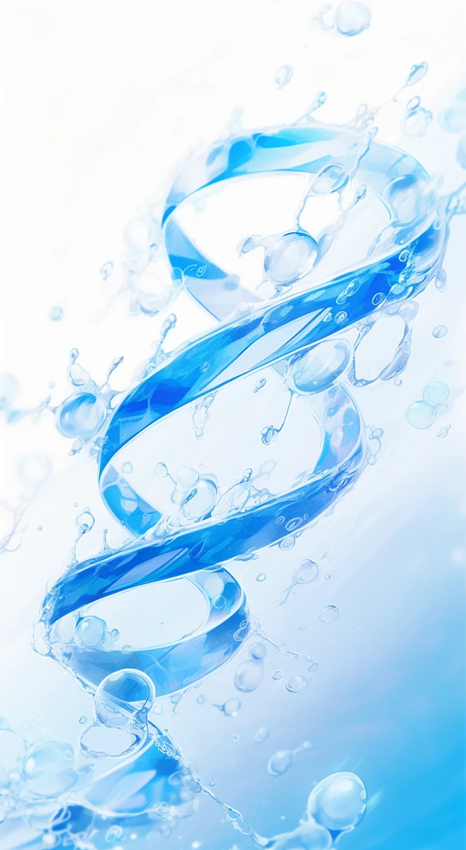 high quality image of liquid splashing water, strands of dna molecules ...