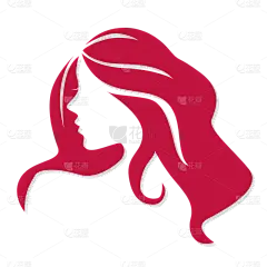 手绘红色妇女节女性头部剪影元素