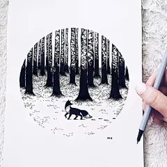 原来一支黑笔就能画出这么好看的插画，看起来不难要试试吗？