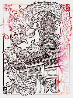 图腾派创意采集到古建筑，插画