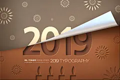 创意2019金箔数字新年春节元旦圣诞侄计时3D发光数字PSD海报素材