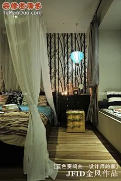 [蓝色奏鸣曲--100平方深圳设计师的家手机壁纸-现代-东南亚-中户型-卧室-实景图-床-绿色]