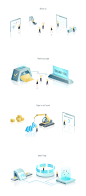 Isometric illustrations for the website on Behance