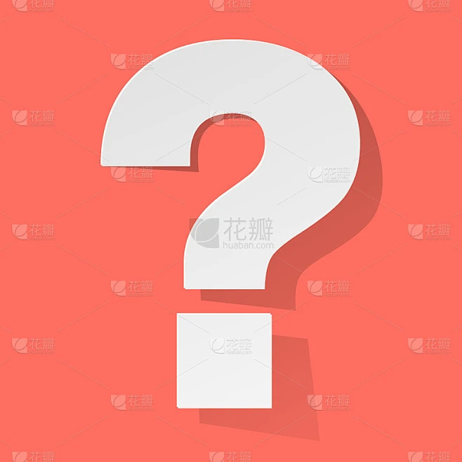 Question Mark white on a Coral color background素材-花瓣网