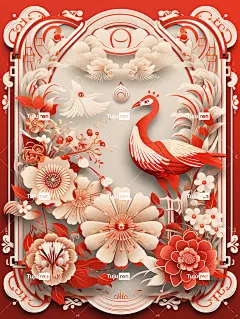 浅粉色鹅毛朋克古典图案和主题风格海报