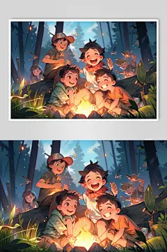 AI数字艺术小孩郊游插画-众图网