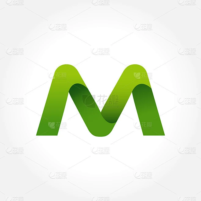绿色字母M图标符号模板。字母图标设计素材-花瓣网