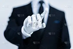 机器人手与豪华西装和领带
