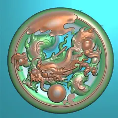 C0480龙戏珠 挂件摆件雕刻精雕图纸素材图库