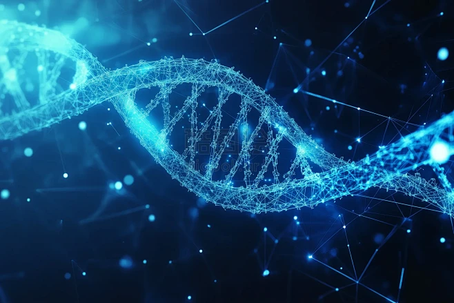 科技感粒子线条DNA双螺旋微电子生物摄影插图2-花瓣网