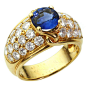 梵克雅宝蓝色蓝宝石钻石黄金戒指