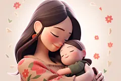 温柔美好幸福母亲节模型元素