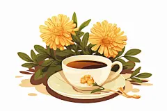 菊花茶二十四节气秋分插画图片