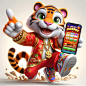 fortune tiger rapper slot game character with white plain background