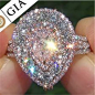 GIA Certified 3.36 ct SI2 Fancy Pink Diamond Engagement Wedding Ring 18k Gold: 