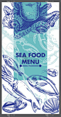  餐厅菜单设计。海洋食品