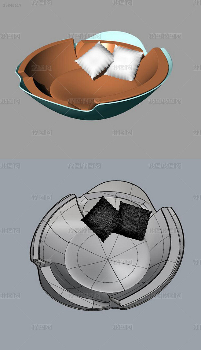 不倒翁太空椅正头靠枕犀牛模型3D模型ob...