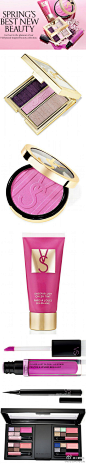 Victoria’s Secret Spring 2013 Makeup Collection，维多利亚的秘密2013年春季彩妆系列，……我以为我打开了YSL的新品页面……维秘把logo设计成这样，绝对是故意的吧！