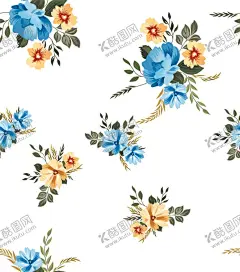 手绘花 【酷图网】手绘花,碎花,小碎花,数码印花,蓝花