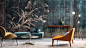 Indoor Landscape : The Nature in five habitat, dreamlike wallpaper with green vocation