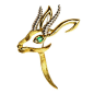 Henry Dunay Emerald Platinum Gold Gazelle Brooch | From a unique collection of vintage brooches at https://www.1stdibs.com/jewelry/brooches/brooches/