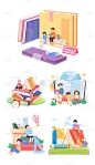 2309SC-素材组合-开学季新学期插画儿童人物场景