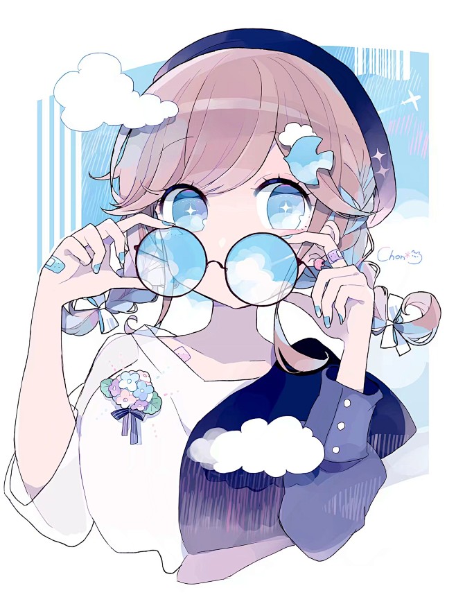 丸眼鏡／ 三つ編み ／画师：ちょん＊ 