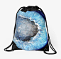 Drawstring Backpack, Bag, Totebag - Blue Crystal Geode