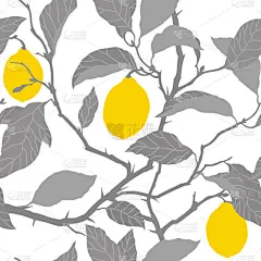 无缝模式与柠檬树装饰