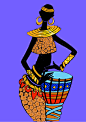 打鼓的非洲女性插画