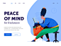 Peace of Mind calm people business computer freelancer mind peace work man character website web ui illustration