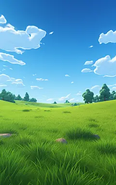 蓝天白云草地壁纸素材图AI图