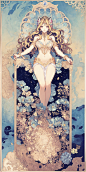 Goddess Venus， Card border， abstract artistic， Alphonse Mucha （tmasterpiece， best qualtiy， A high resolution： 1.4），4K， Color splattering， Line art， Fibonacci，,<lora:Nardack Style:1>